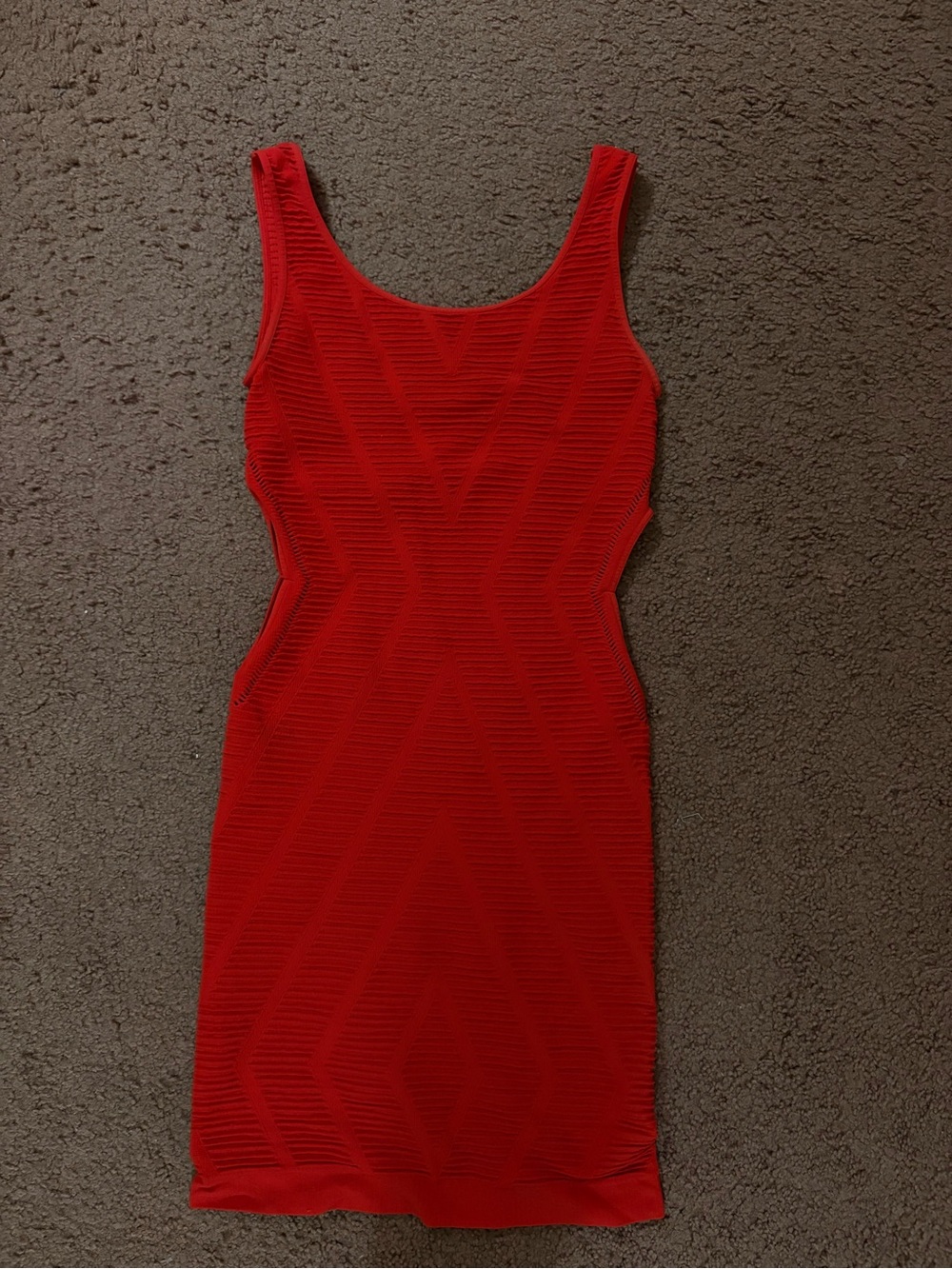 Bebe Red bodycon dress with side cutouts size adult small